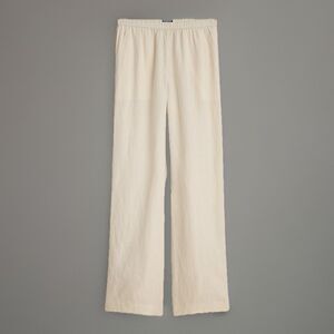 J. Crew Stratus Pant Linen Pull On Wide Leg Relaxed Natural Beige Size M Beachy